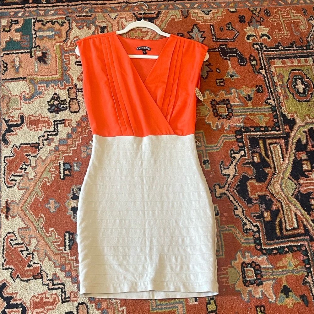Express Orange & Grey Pencil Dress